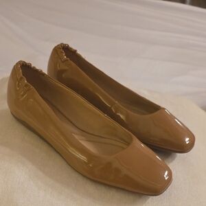 ANTONIO MELANI Wesley Patent Leather Glossy Brown Ballet Flats Size 7.5